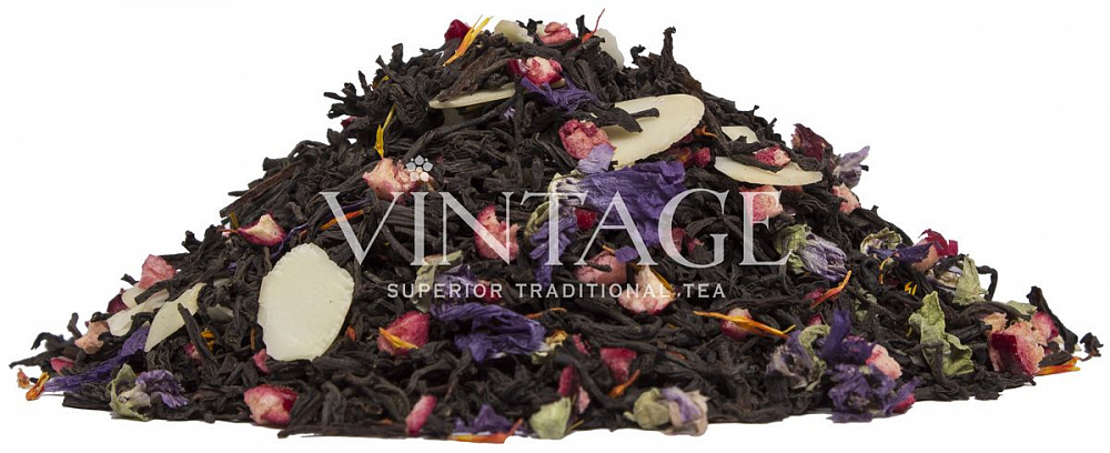 : черный чай с добавками "марципан и вишня"