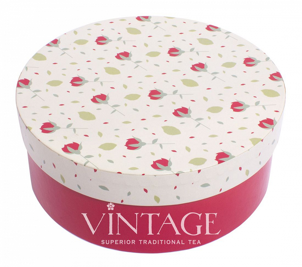 : коробка круглая "красная роза" vintage д20